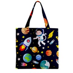 Space Galaxy Seamless Background Zipper Grocery Tote Bag