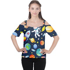 Space Galaxy Seamless Background Cutout Shoulder Tee