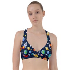 Space Galaxy Seamless Background Sweetheart Sports Bra