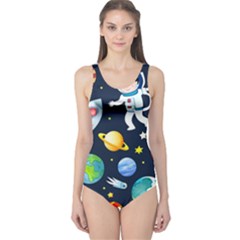 Space Galaxy Seamless Background One Piece Swimsuit