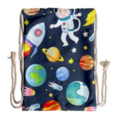 Space Galaxy Seamless Background Drawstring Bag (large)