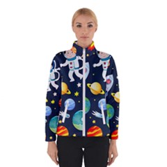 Space Galaxy Seamless Background Women s Bomber Jacket