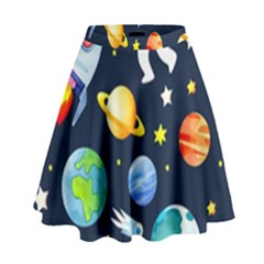 Space Galaxy Seamless Background High Waist Skirt