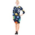 Space Galaxy Seamless Background Quarter Sleeve Hood Bodycon Dress View2