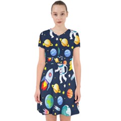 Space Galaxy Seamless Background Adorable In Chiffon Dress