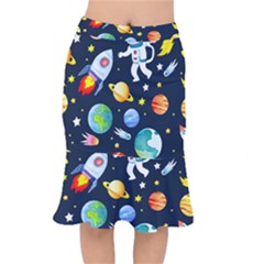 Space Galaxy Seamless Background Short Mermaid Skirt