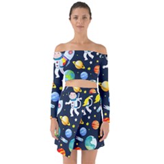 Space Galaxy Seamless Background Off Shoulder Top With Skirt Set by Jancukart