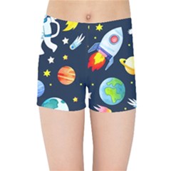 Space Galaxy Seamless Background Kids  Sports Shorts by Jancukart