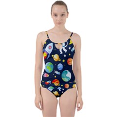 Space Galaxy Seamless Background Cut Out Top Tankini Set