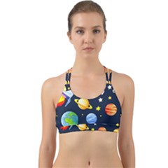 Space Galaxy Seamless Background Back Web Sports Bra