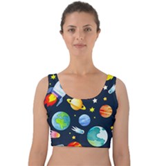 Space Galaxy Seamless Background Velvet Crop Top