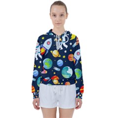 Space Galaxy Seamless Background Women s Tie Up Sweat