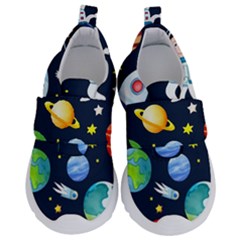 Space Galaxy Seamless Background Kids  Velcro No Lace Shoes