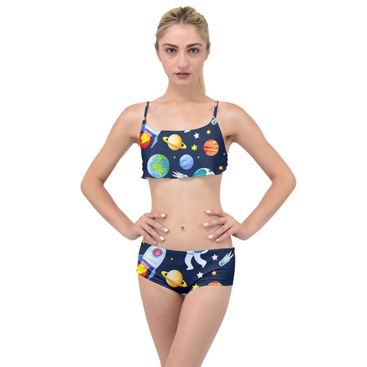 Space Galaxy Seamless Background Layered Top Bikini Set