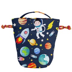 Space Galaxy Seamless Background Drawstring Bucket Bag