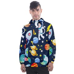 Space Galaxy Seamless Background Men s Front Pocket Pullover Windbreaker