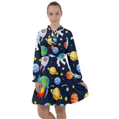 Space Galaxy Seamless Background All Frills Chiffon Dress