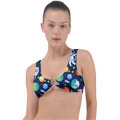 Space Galaxy Seamless Background Ring Detail Bikini Top