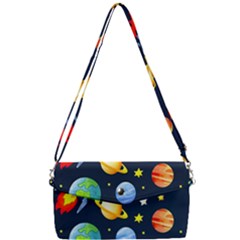 Space Galaxy Seamless Background Removable Strap Clutch Bag