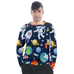 Space Galaxy Seamless Background Men s Long Sleeve Raglan Tee