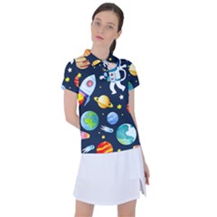 Space Galaxy Seamless Background Women s Polo Tee