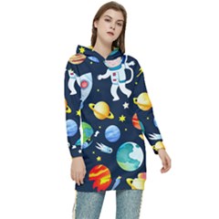 Space Galaxy Seamless Background Women s Long Oversized Pullover Hoodie