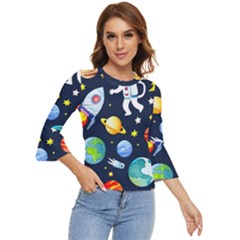 Space Galaxy Seamless Background Bell Sleeve Top