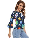 Space Galaxy Seamless Background Bell Sleeve Top View3