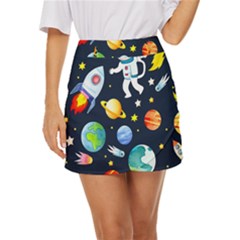 Space Galaxy Seamless Background Mini Front Wrap Skirt