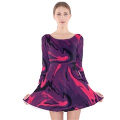 Abstract Pattern Texture Art Long Sleeve Velvet Skater Dress