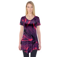 Abstract Pattern Texture Art Short Sleeve Tunic 