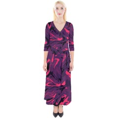 Abstract Pattern Texture Art Quarter Sleeve Wrap Maxi Dress