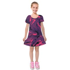 Abstract Pattern Texture Art Kids  Short Sleeve Velvet Dress