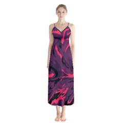 Abstract Pattern Texture Art Button Up Chiffon Maxi Dress