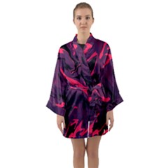 Abstract Pattern Texture Art Long Sleeve Satin Kimono