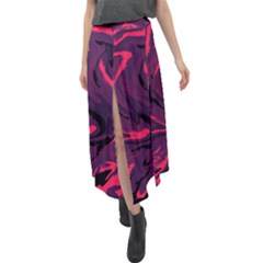 Abstract Pattern Texture Art Velour Split Maxi Skirt