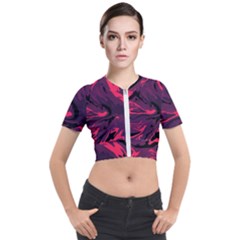 Abstract Pattern Texture Art Short Sleeve Cropped Jacket