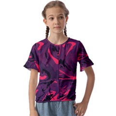 Abstract Pattern Texture Art Kids  Cuff Sleeve Scrunch Bottom Tee