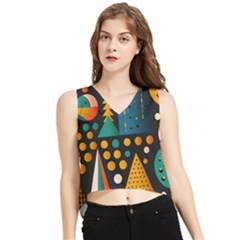 Christmas Pattern V-neck Cropped Tank Top by Jancukart