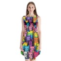 Cats Cat Cute Animal Rainbow Pattern Colorful Sleeveless Chiffon Dress   View1