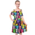 Cats Cat Cute Animal Rainbow Pattern Colorful Kids  Cut Out Shoulders Chiffon Dress View1