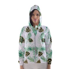 Watercolor Pattern Winter Women s Hooded Windbreaker