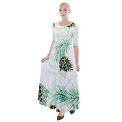 Watercolor Pattern Winter Half Sleeves Maxi Dress