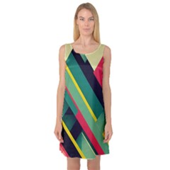 Pattern Abstract Geometric Design Sleeveless Satin Nightdress