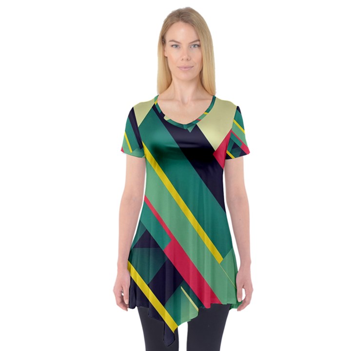 Pattern Abstract Geometric Design Short Sleeve Tunic 