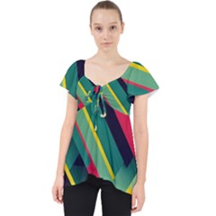 Pattern Abstract Geometric Design Lace Front Dolly Top