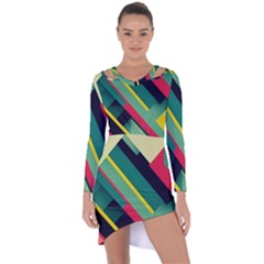 Pattern Abstract Geometric Design Asymmetric Cut-out Shift Dress