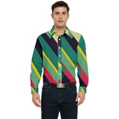 Pattern Abstract Geometric Design Men s Long Sleeve  Shirt