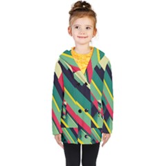 Pattern Abstract Geometric Design Kids  Double Breasted Button Coat