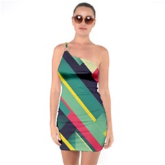 Pattern Abstract Geometric Design One Soulder Bodycon Dress